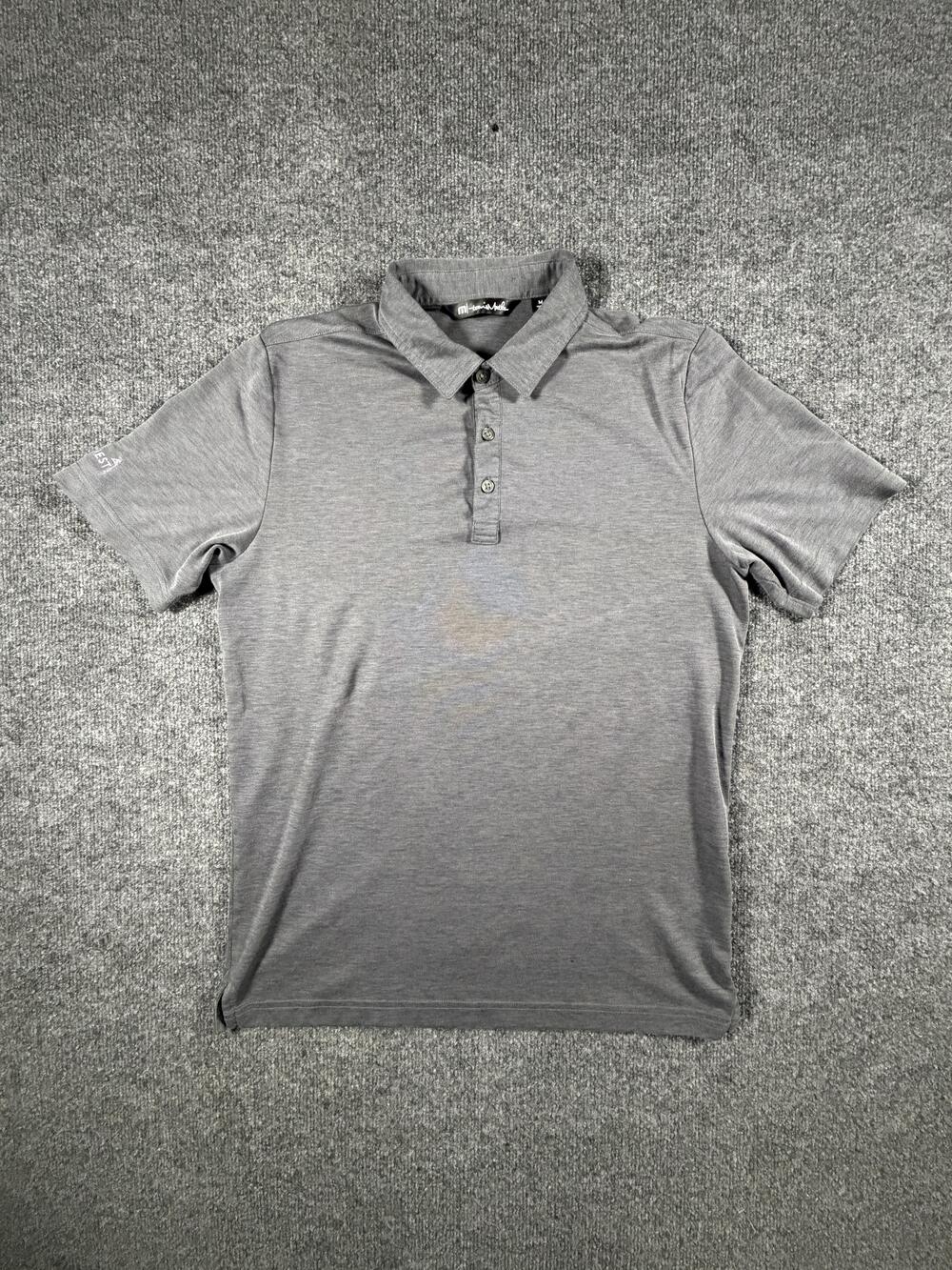 TravisMathew Polo Shirt Mens Medium Gray Pima Cotton Golf ReliaQuest TM1MU412